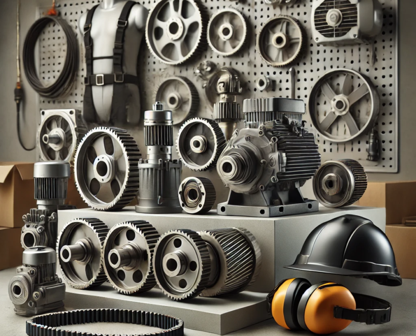 Suminzor - A Professional Industrial Setting Showcasing High-quality Products Such As Mechanical Transmission Systems (gears, Belts, And Pulleys), Electric Motor